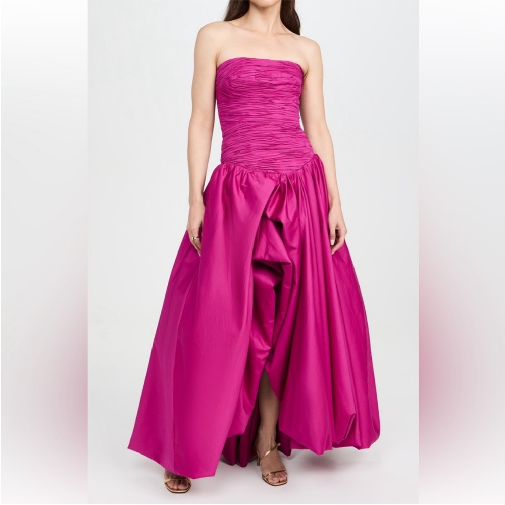Fuchsia Ruched High-Low Gown